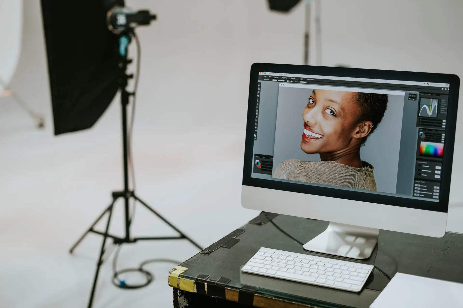Female model on a computer screen